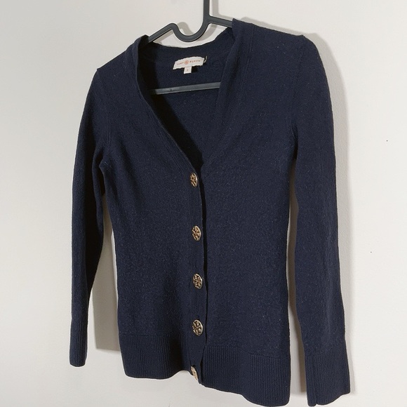 TORY BURCH | NAVY MERINO WOOL SWEATER - Picture 3 of 10